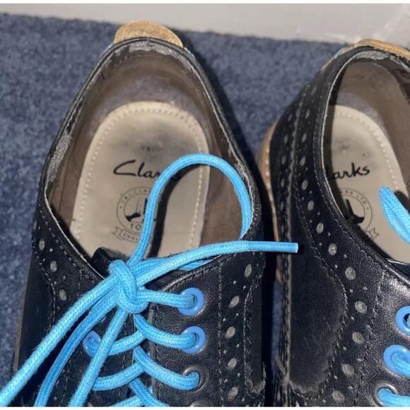 Clarks Tor England Black Blue Mens Wingtip Oxfords Shoes Leather Size 9M main image 12